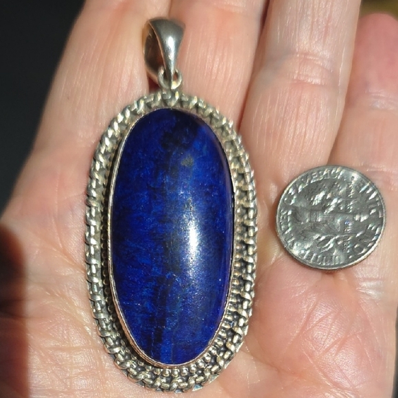 Hallmarked Sterling Silver Lapis Lazuli Vincent Gulino Large Pendant 26.9grams - Picture 2 of 11